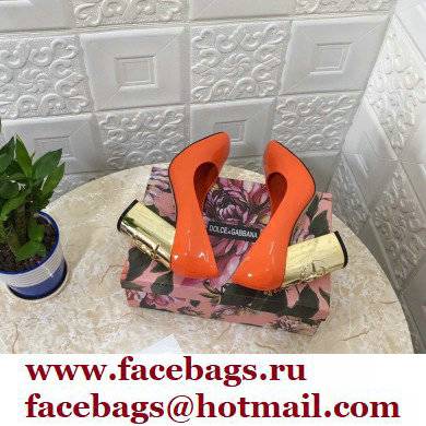 Dolce  &  Gabbana Heel 10.5cm Patent Leather Pumps Orange with DG Karol Heel 2021